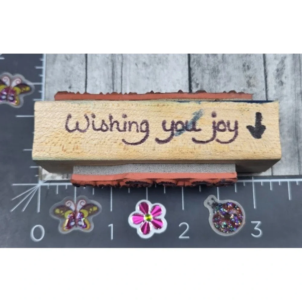 It's Your Day Smile Wishing You Joy Double Sided Rubber Stamp Wood #L50